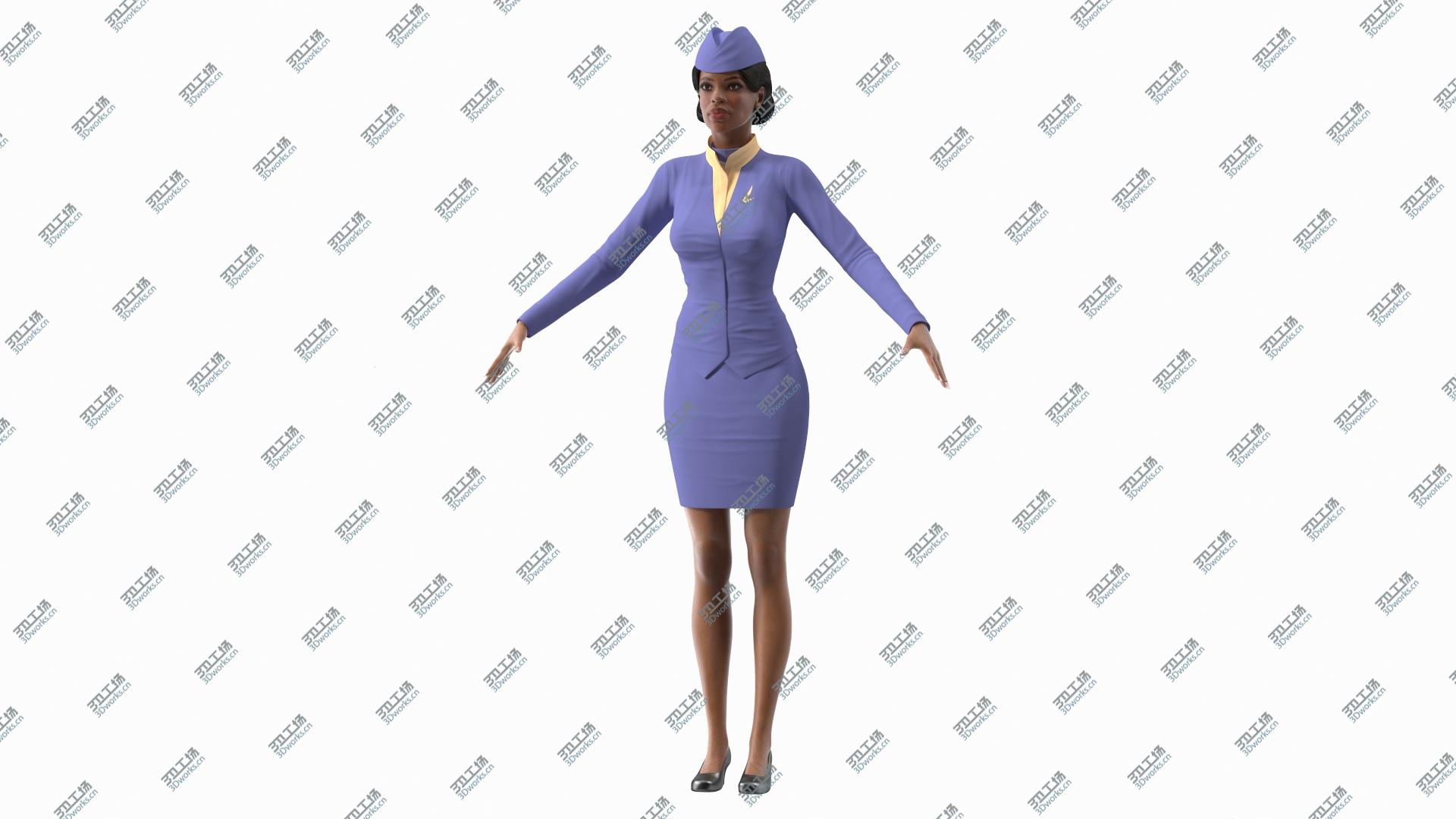 images/goods_img/202104021/3D Light Skin Black Stewardess Neutral Pose/2.jpg
